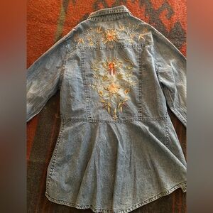 Embroidered Jean Button Up